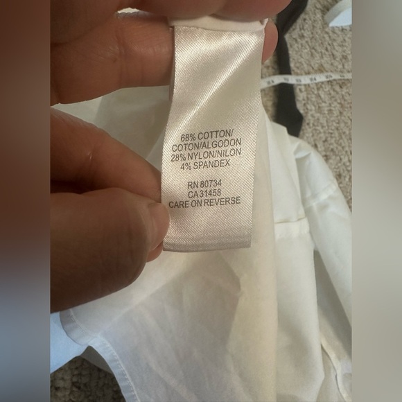 BCBG MaxAzria White Fitted Blouse with Tie Front Size M - Picture 6 of 10